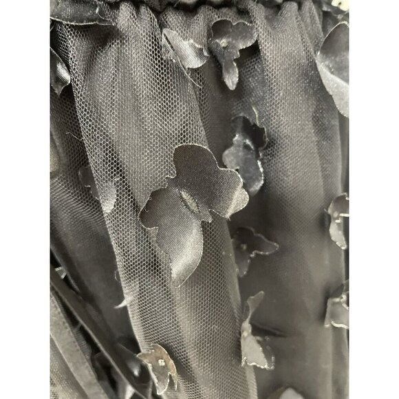 Thirty Thirty LA Black 3D Butterfly Puff Sleeve Babydoll Dress Women Large Sheer - Picture 9 of 14